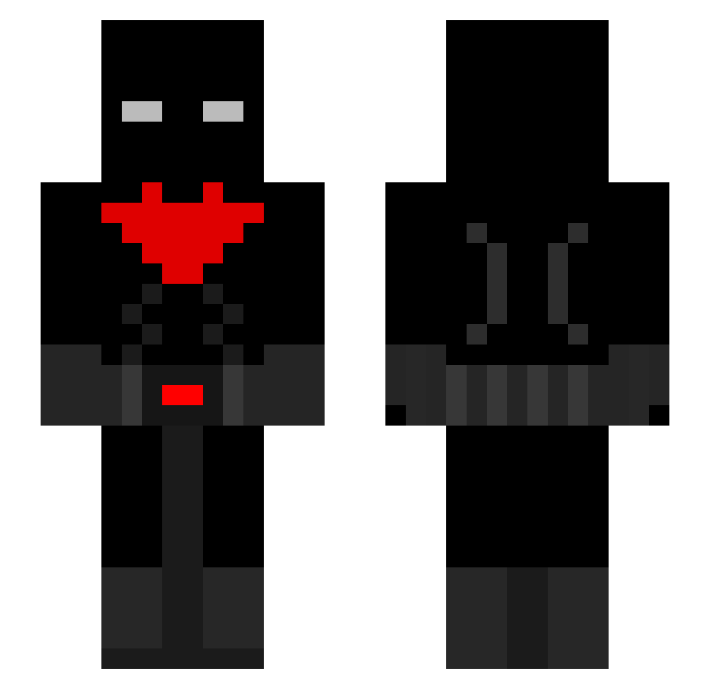 Underling Minecraft skin, front and back view