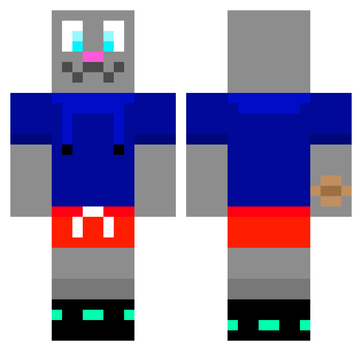 Wiko9979 Minecraft skin, front and back view