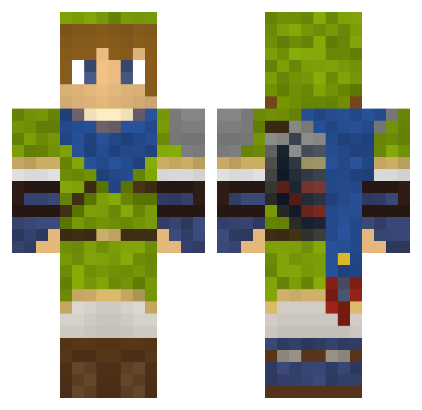 Cunningly Minecraft skin, front and back view