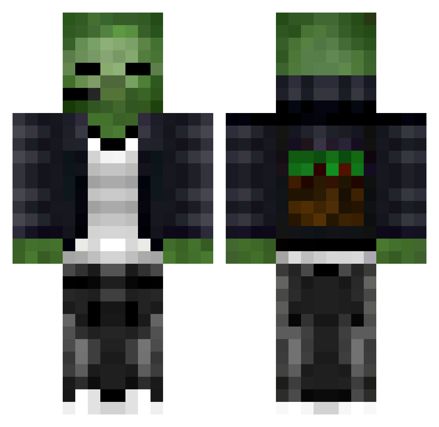 Toothpicc Minecraft skin, front and back view