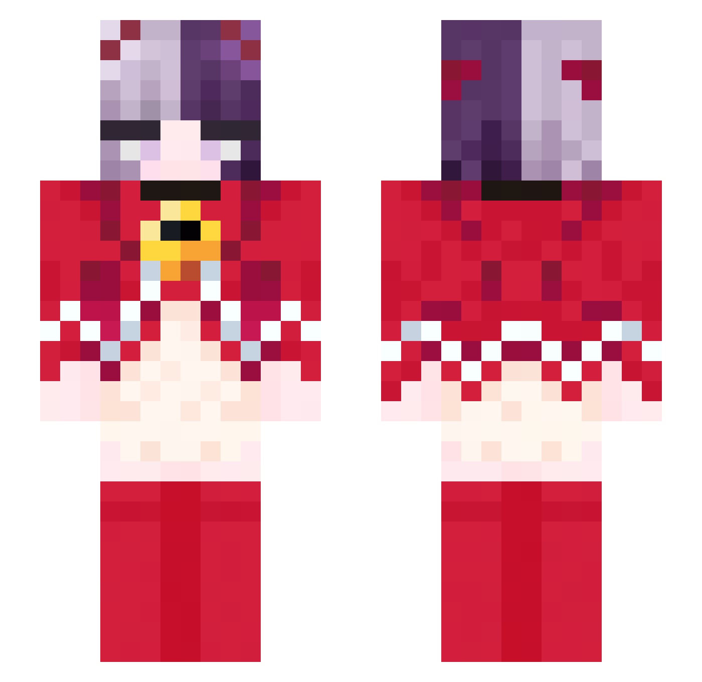 IsSaki Minecraft skin, front and back view