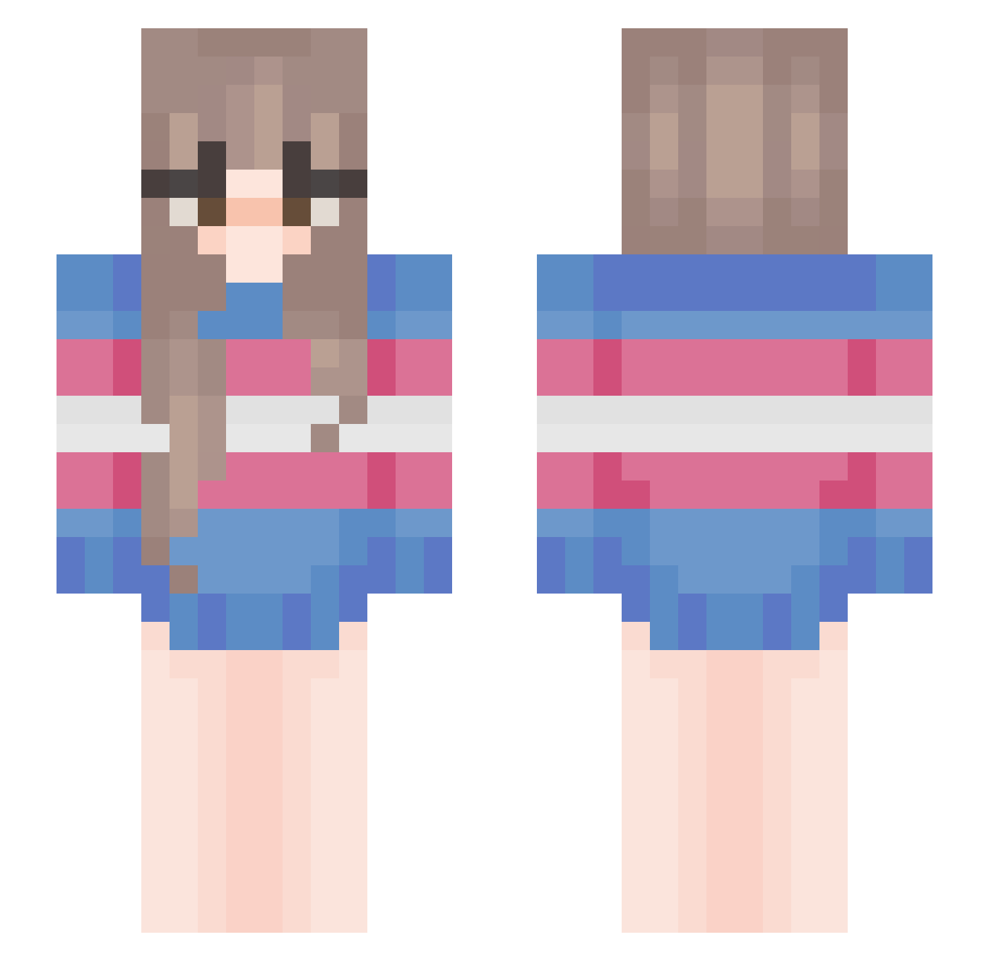 power_lesbian Minecraft skin, front and back view