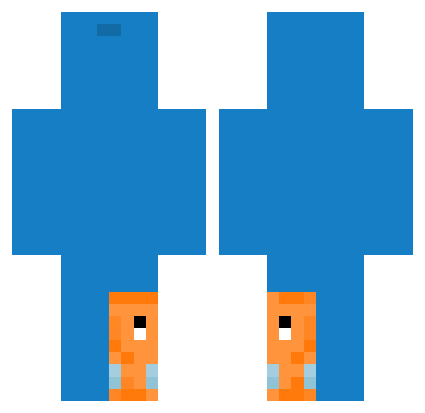 DenchTurtle Minecraft skin, front and back view