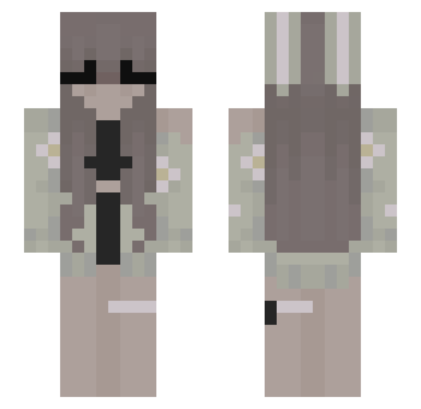 allegratv Minecraft skin, front and back view