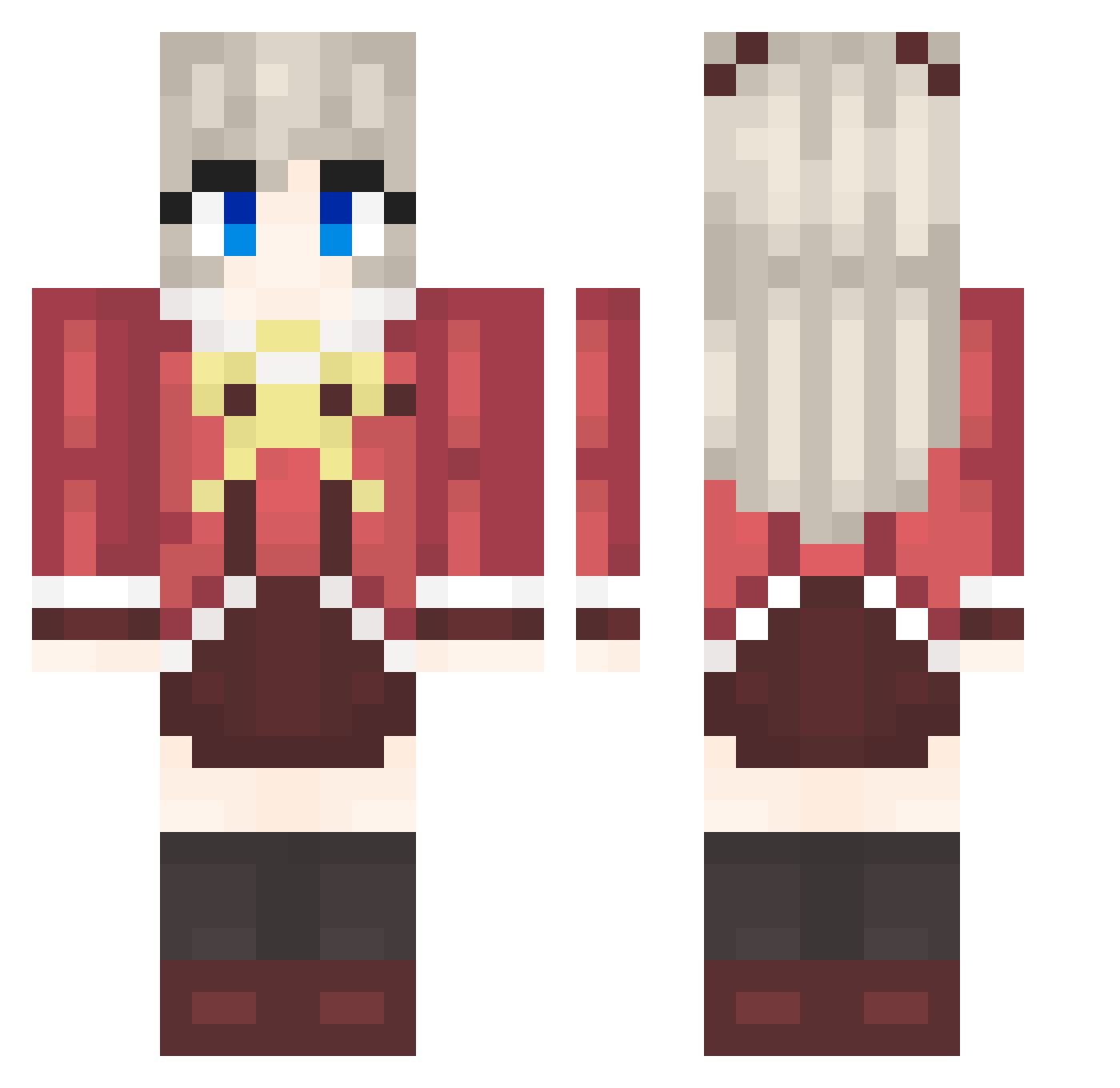 ErNian Minecraft skin, front and back view