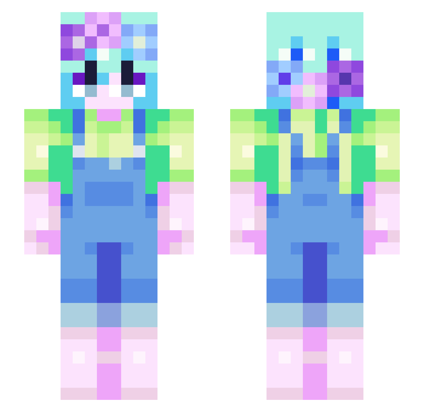 xfoq Minecraft skin, front and back view