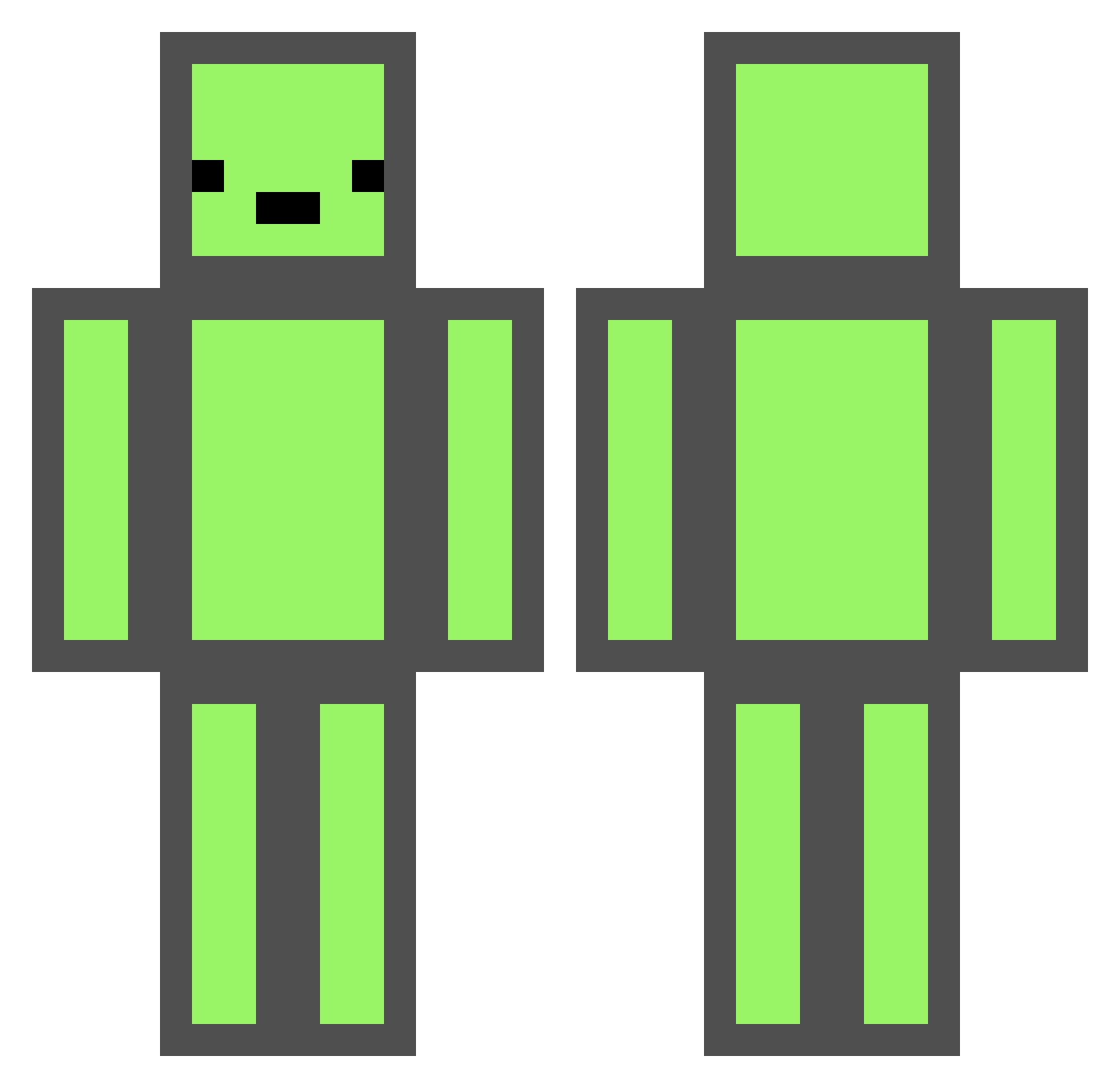 Woodwose Minecraft skin, front and back view