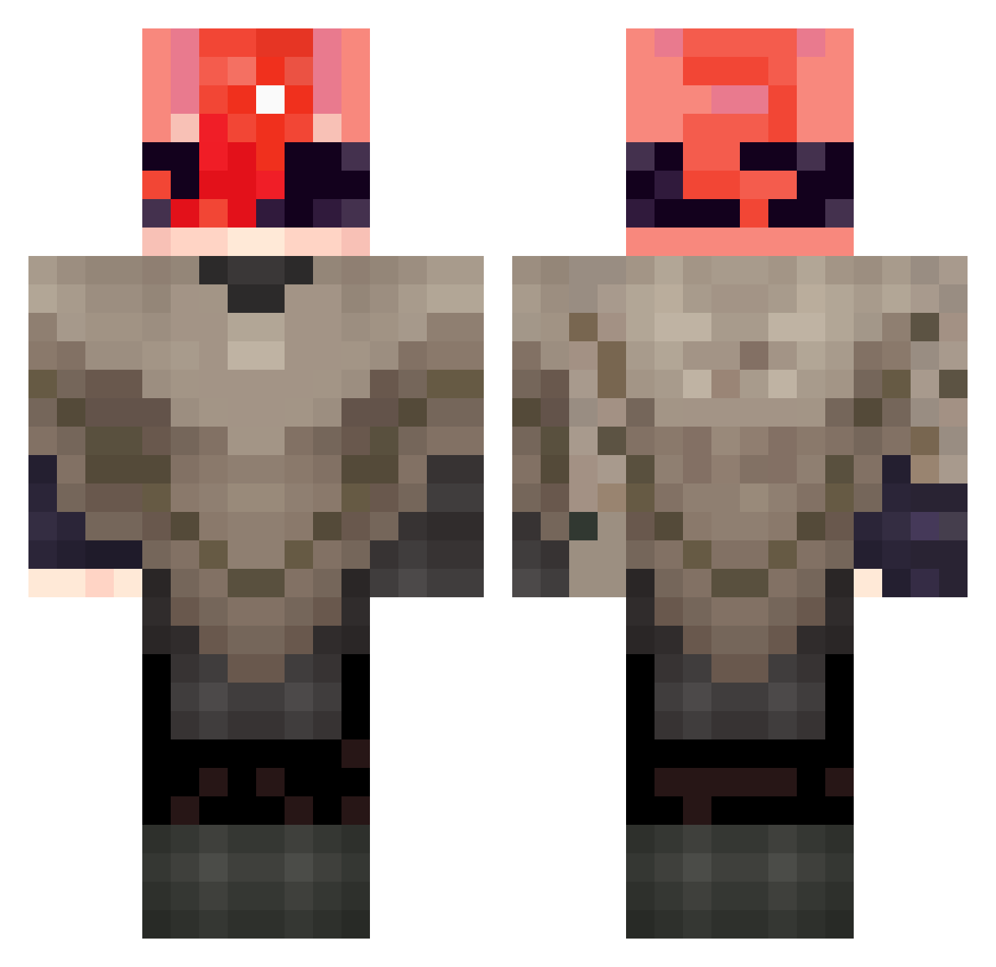 TheReal0cto Minecraft skin, front and back view