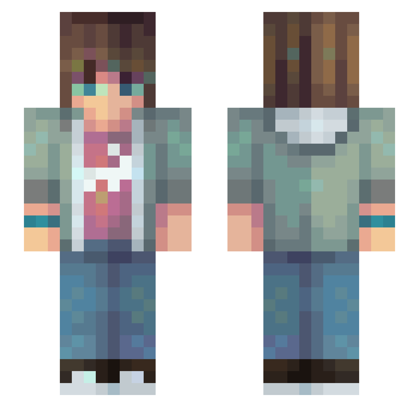 Minimorrisgaming Minecraft skin, front and back view