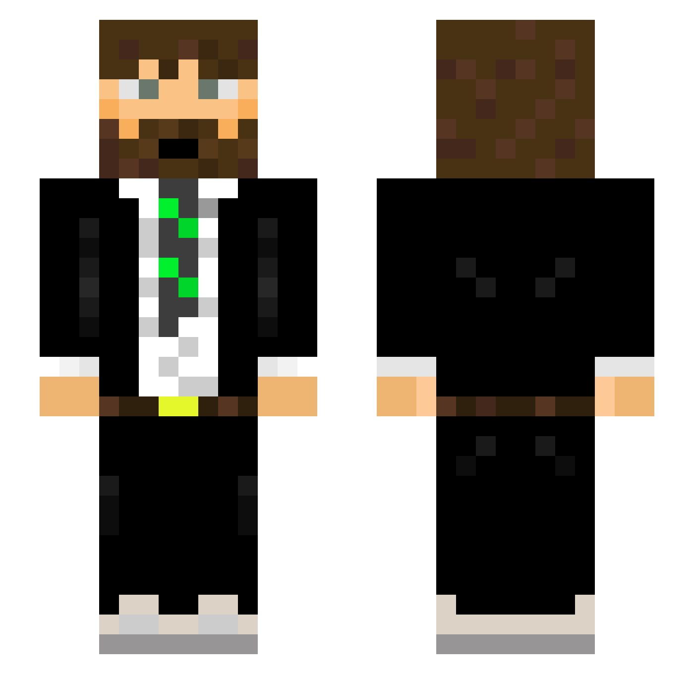 Oxter Minecraft skin, front and back view