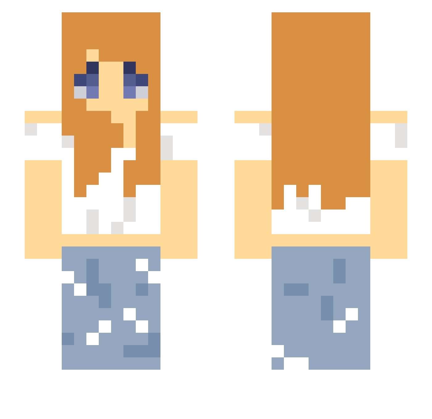 xBxtterfly Minecraft skin, front and back view
