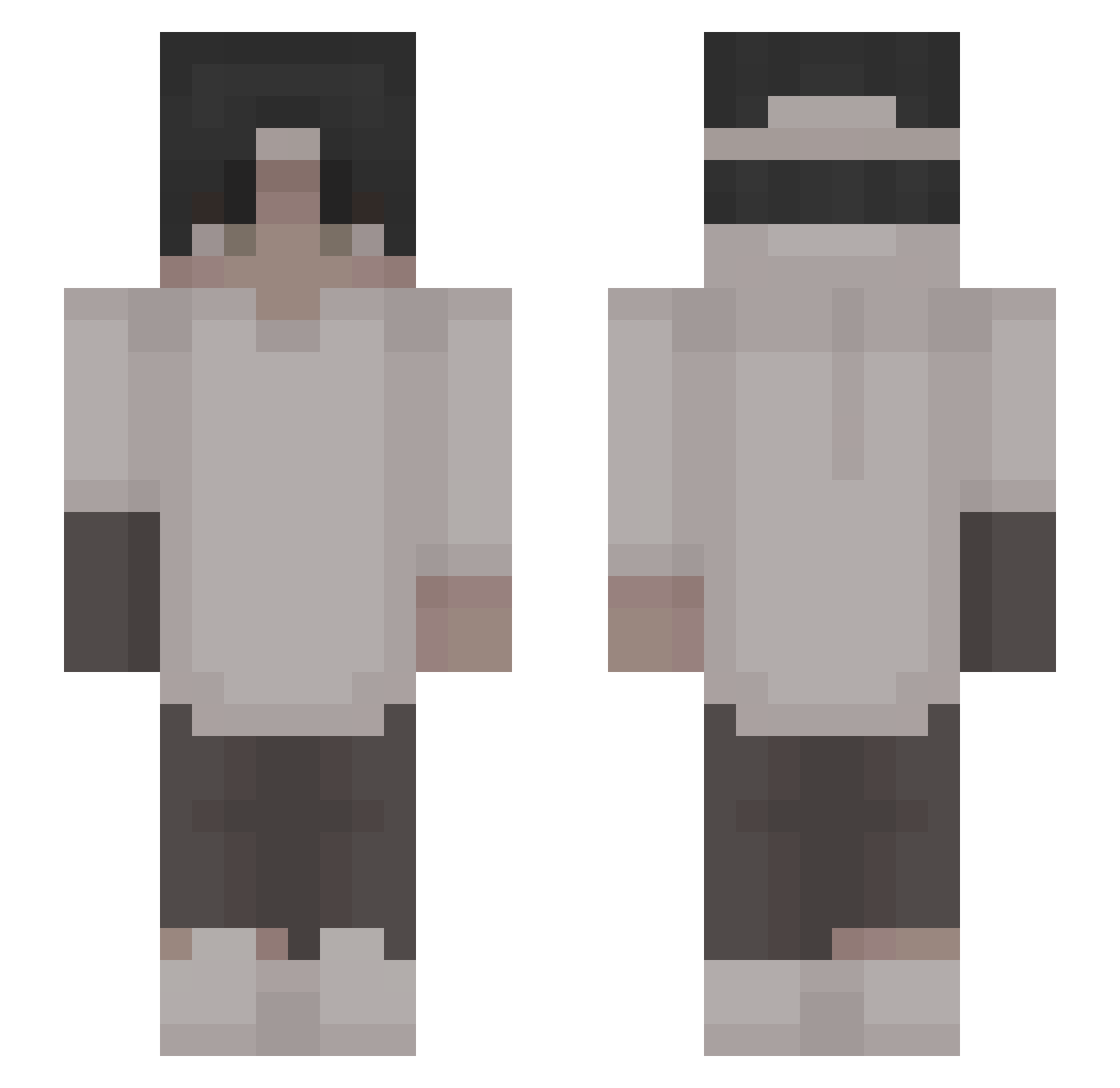 Skexx Minecraft skin, front and back view