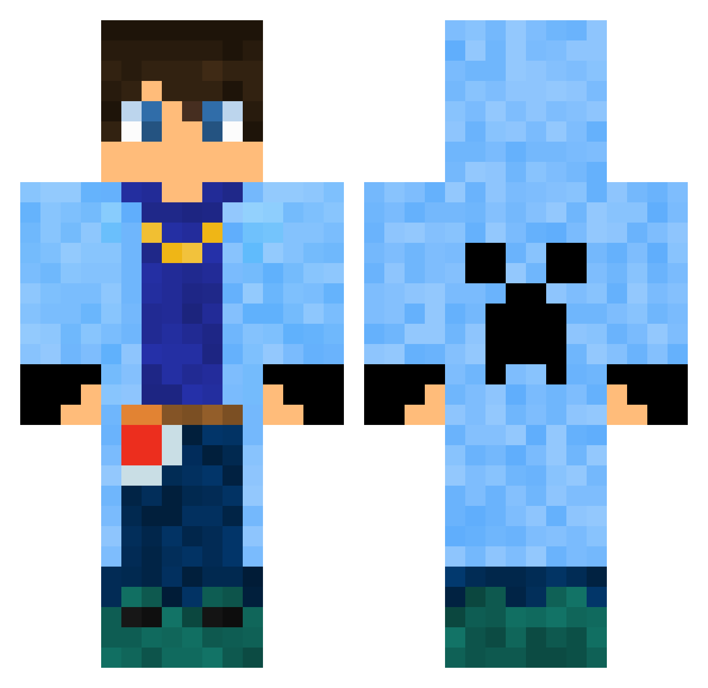 PrismaticDolphin Minecraft skin, front and back view