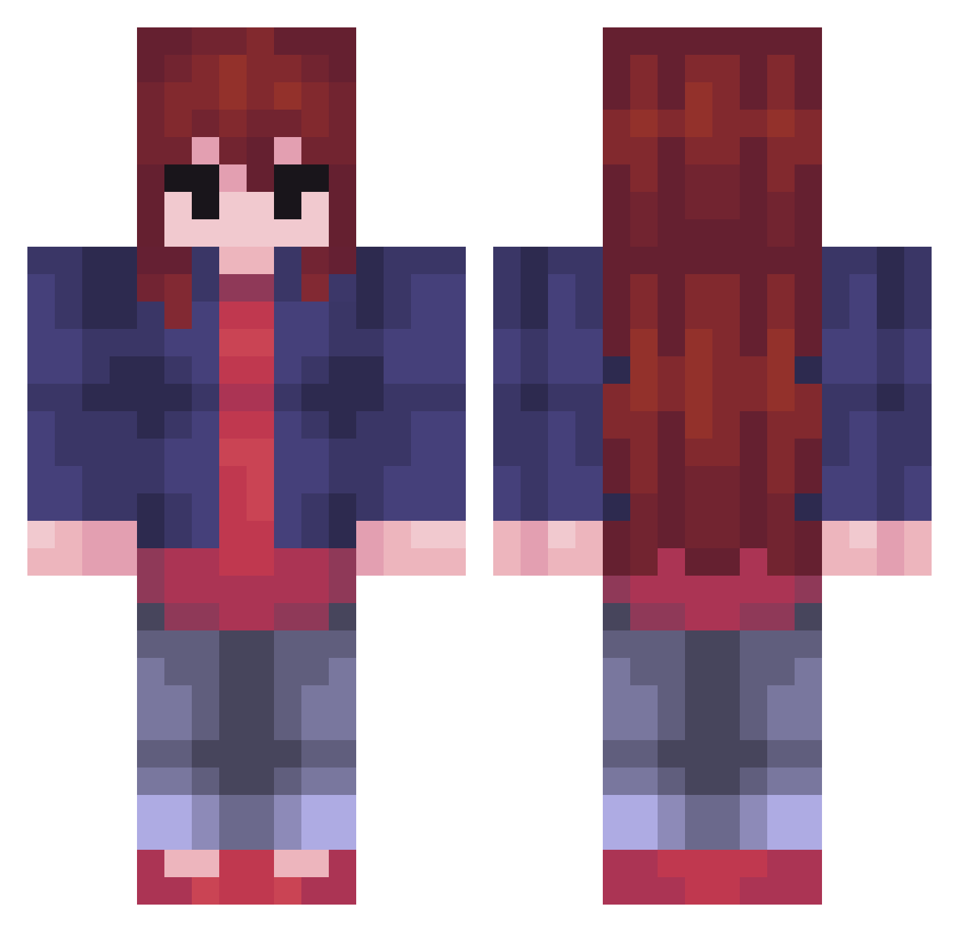 Frostyslush Minecraft skin, front and back view