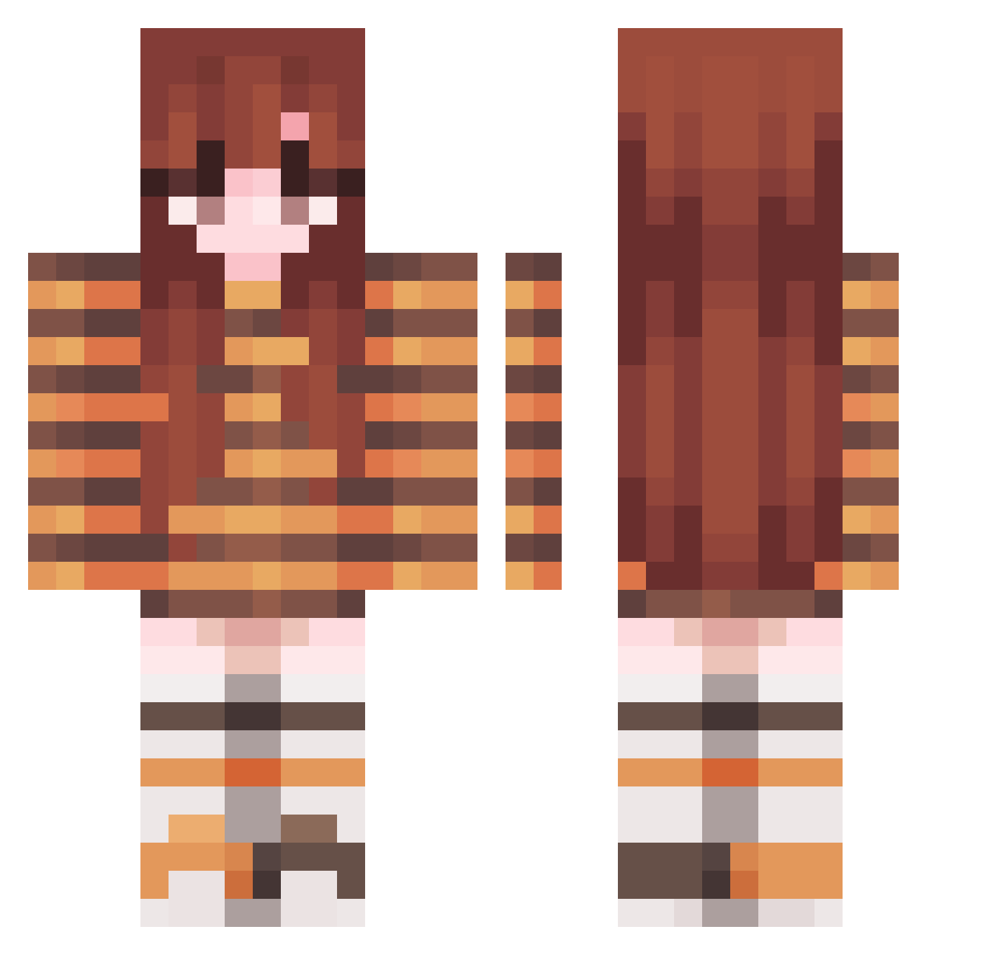 Xhiost Minecraft skin, front and back view