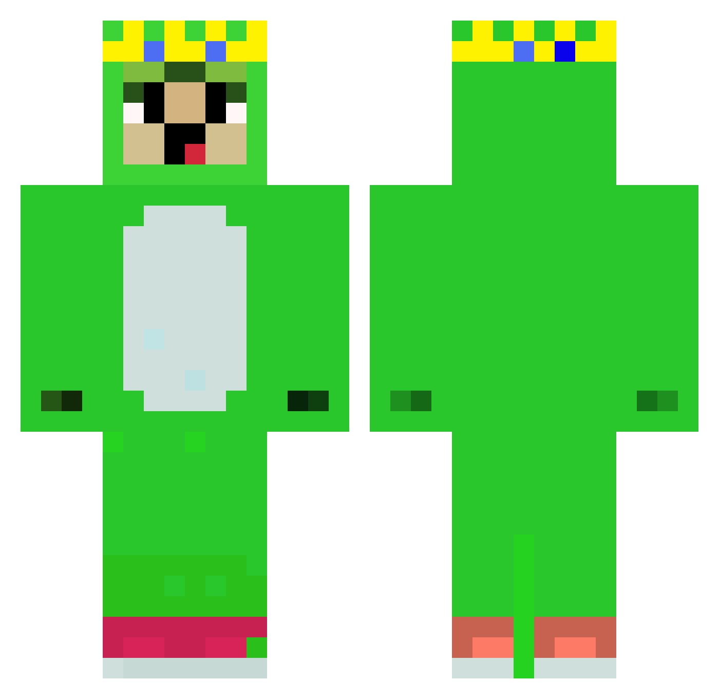 Peruseuse12 Minecraft skin, front and back view