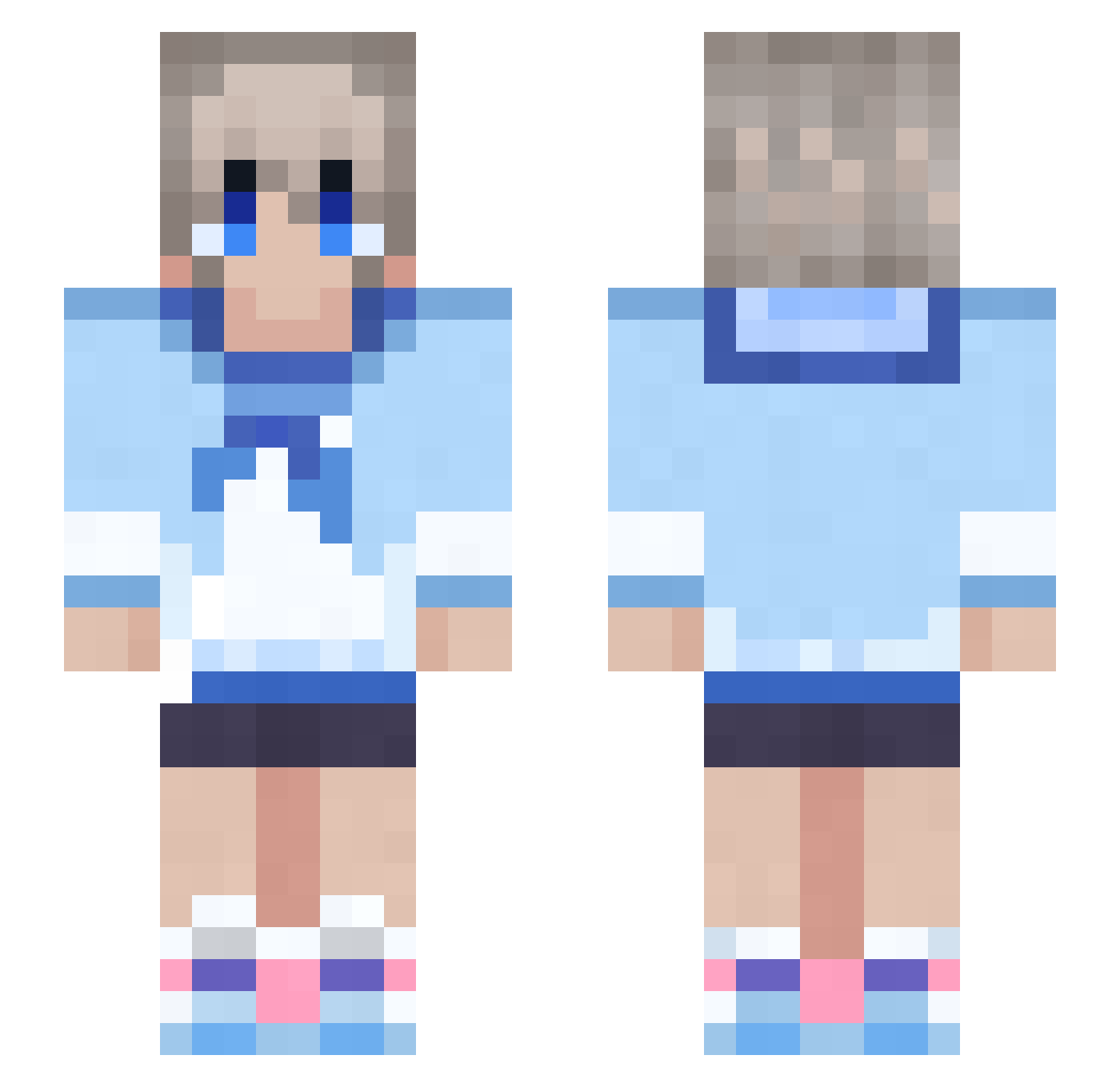 kcsa Minecraft skin, front and back view