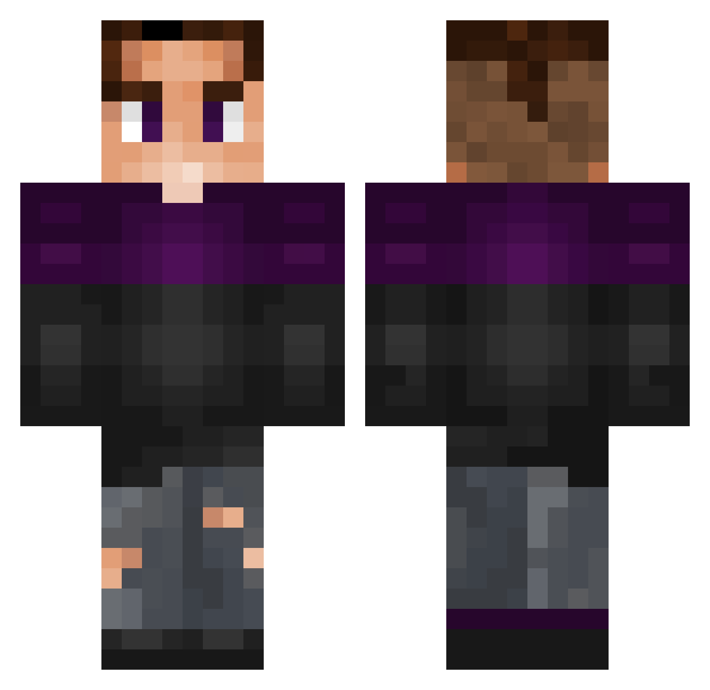 thighlock Minecraft skin, front and back view