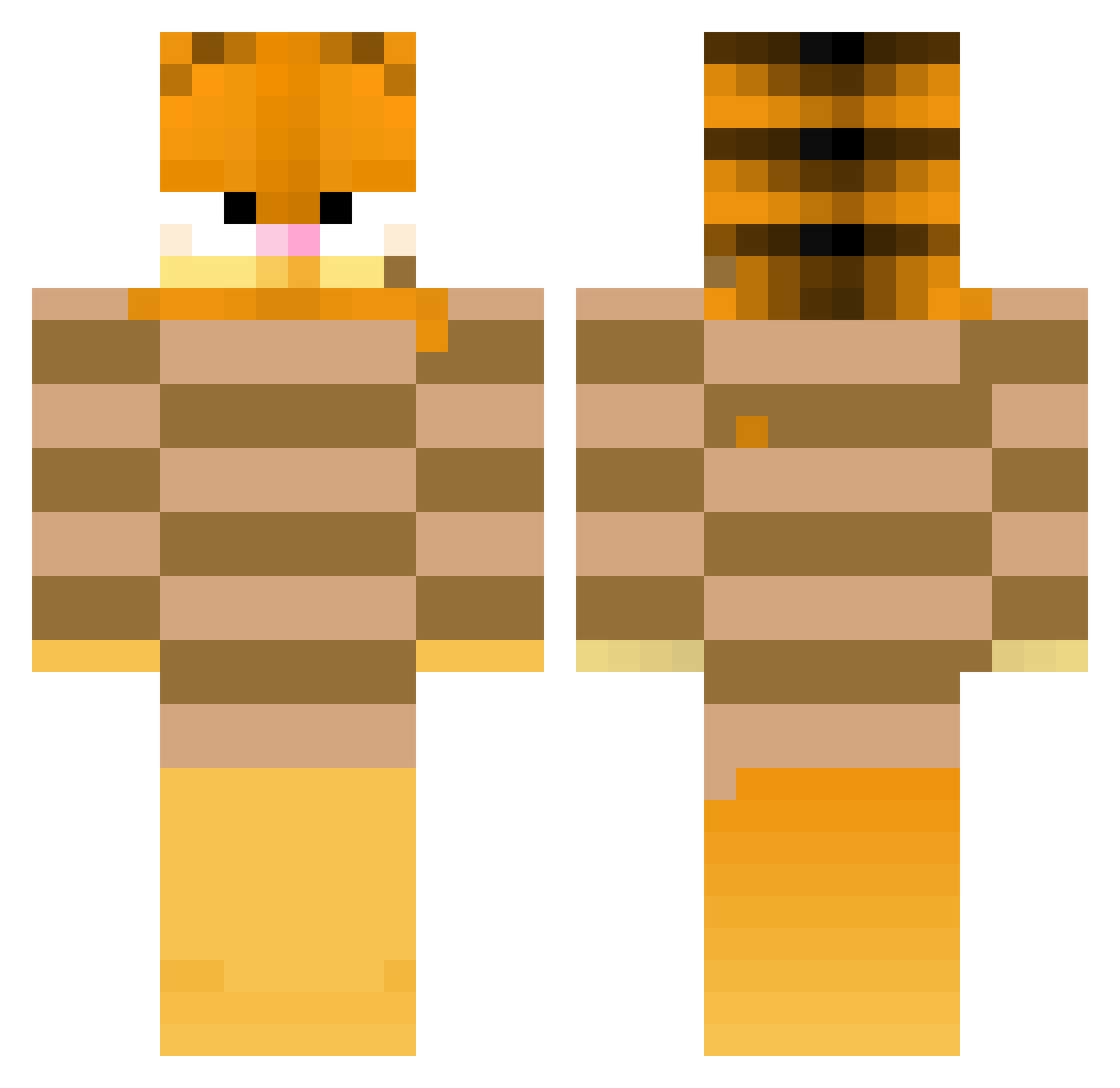 Pusheenfrog Minecraft skin, front and back view