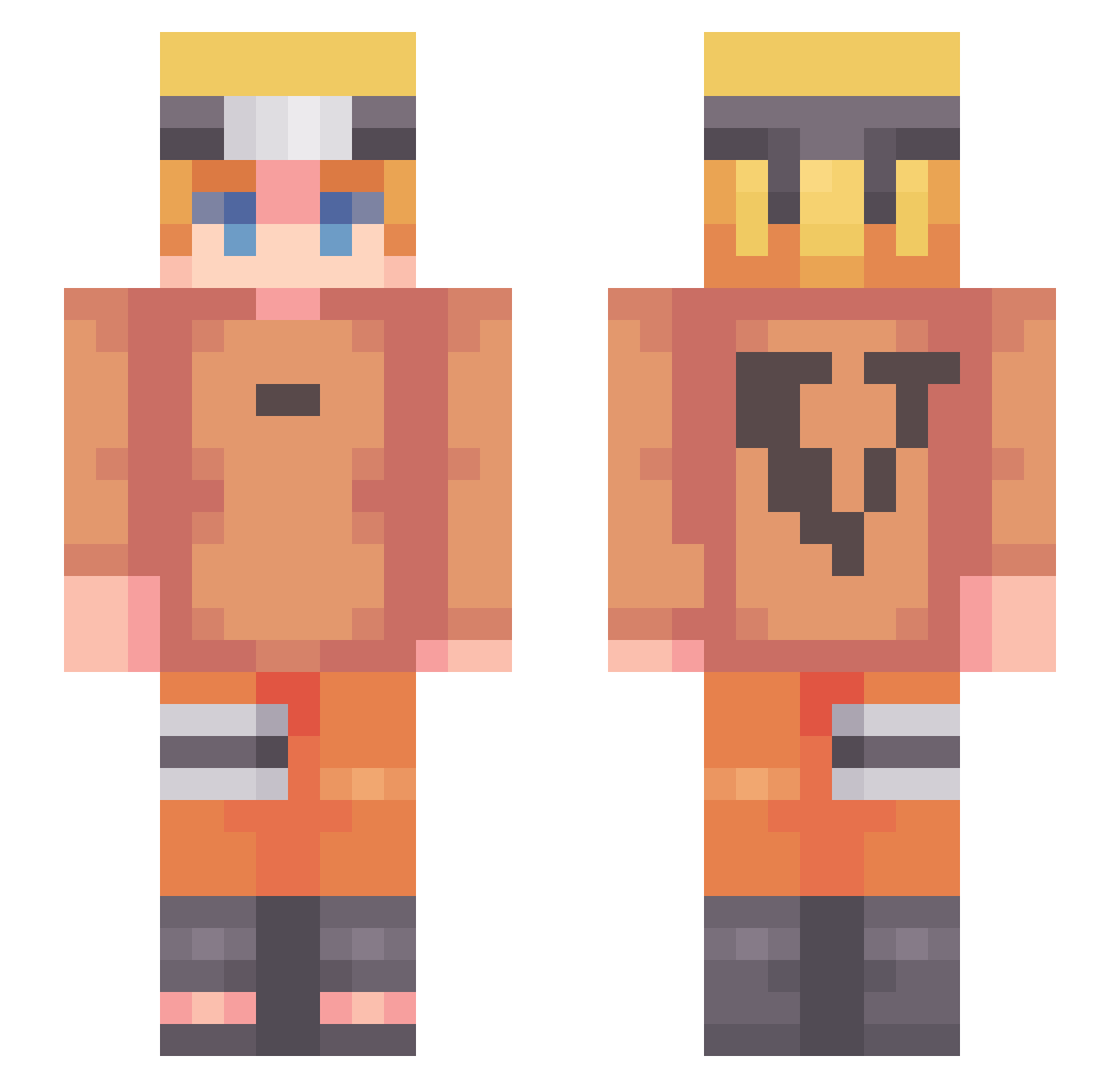 Turil Minecraft skin, front and back view