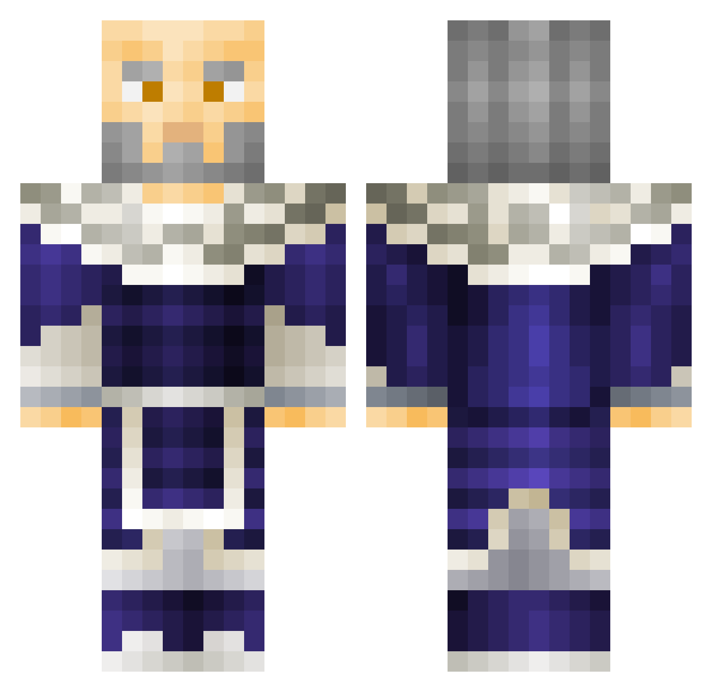 Barl0ww Minecraft skin, front and back view