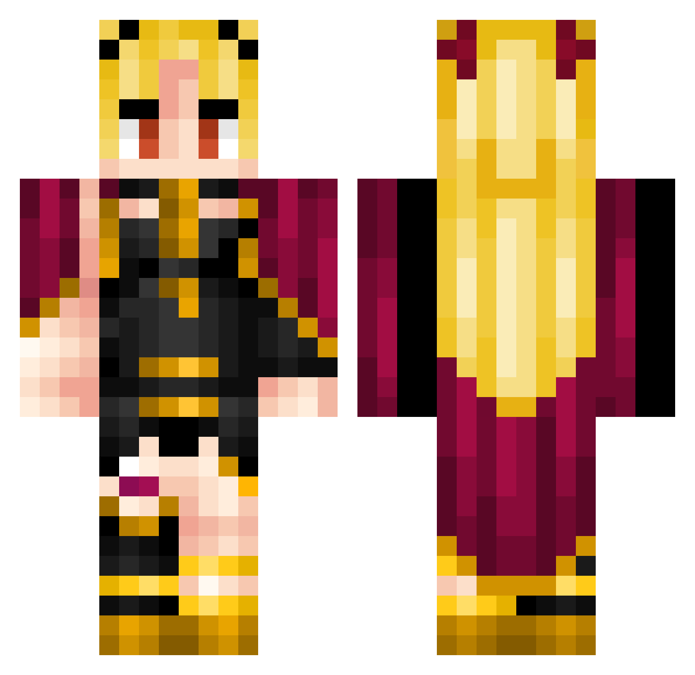 ShadoWarriorr Minecraft skin, front and back view