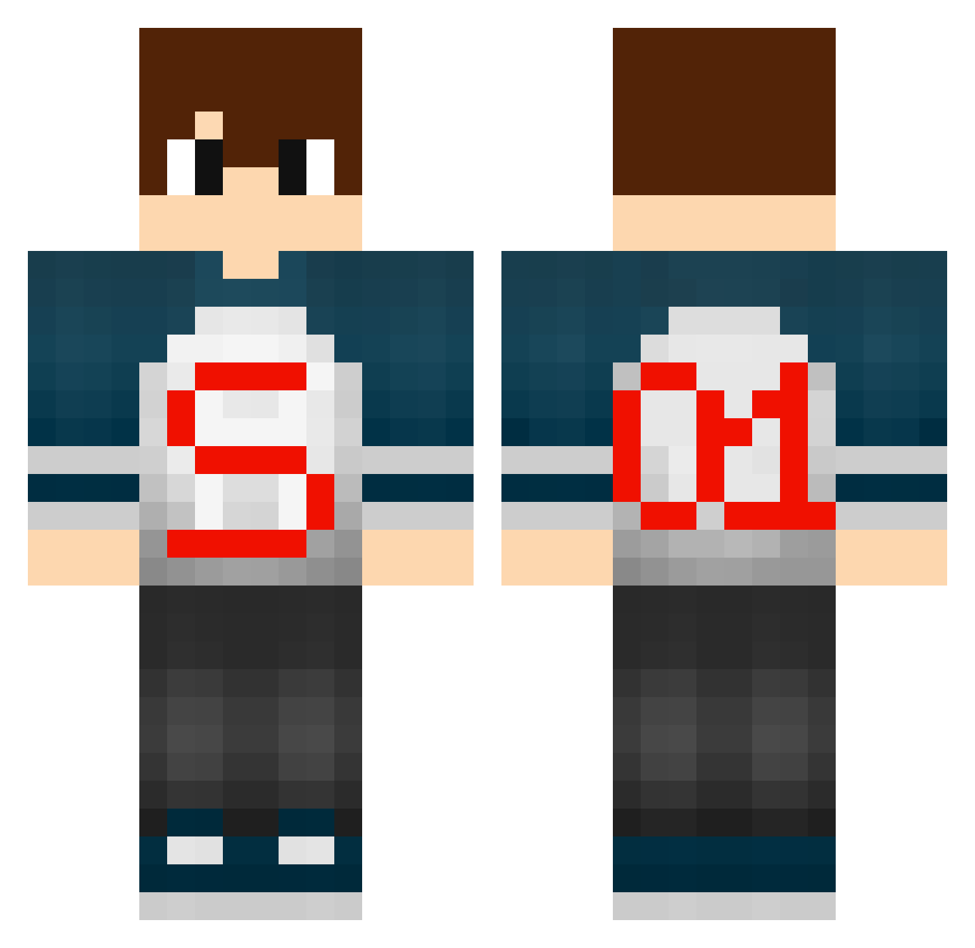 VoorteeeX Minecraft skin, front and back view