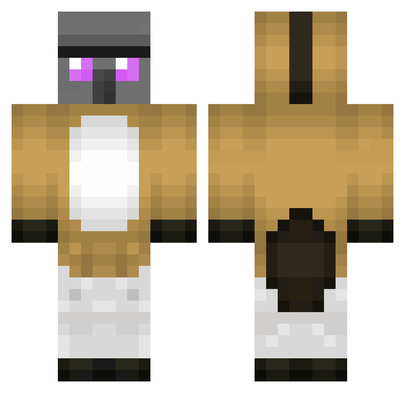 Pfau Minecraft skin, front and back view