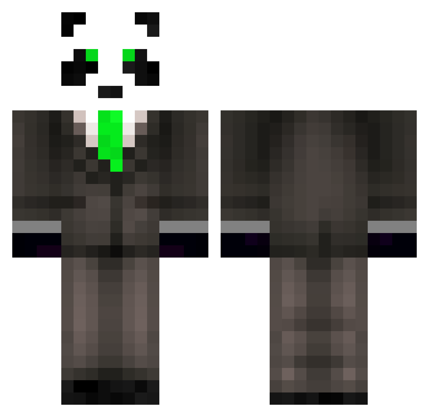 Leg0 Minecraft skin, front and back view