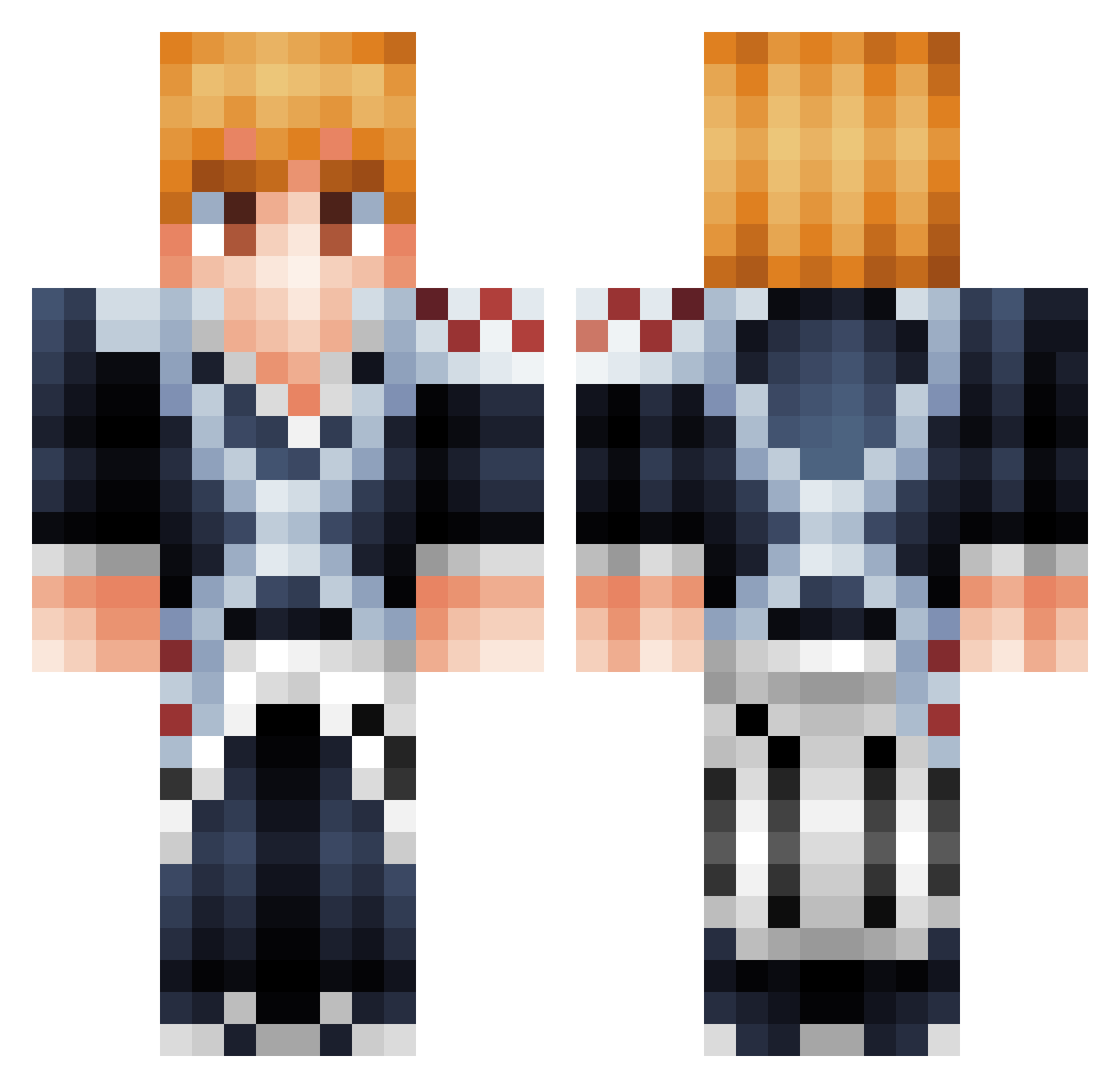 Spreaders Minecraft skin, front and back view