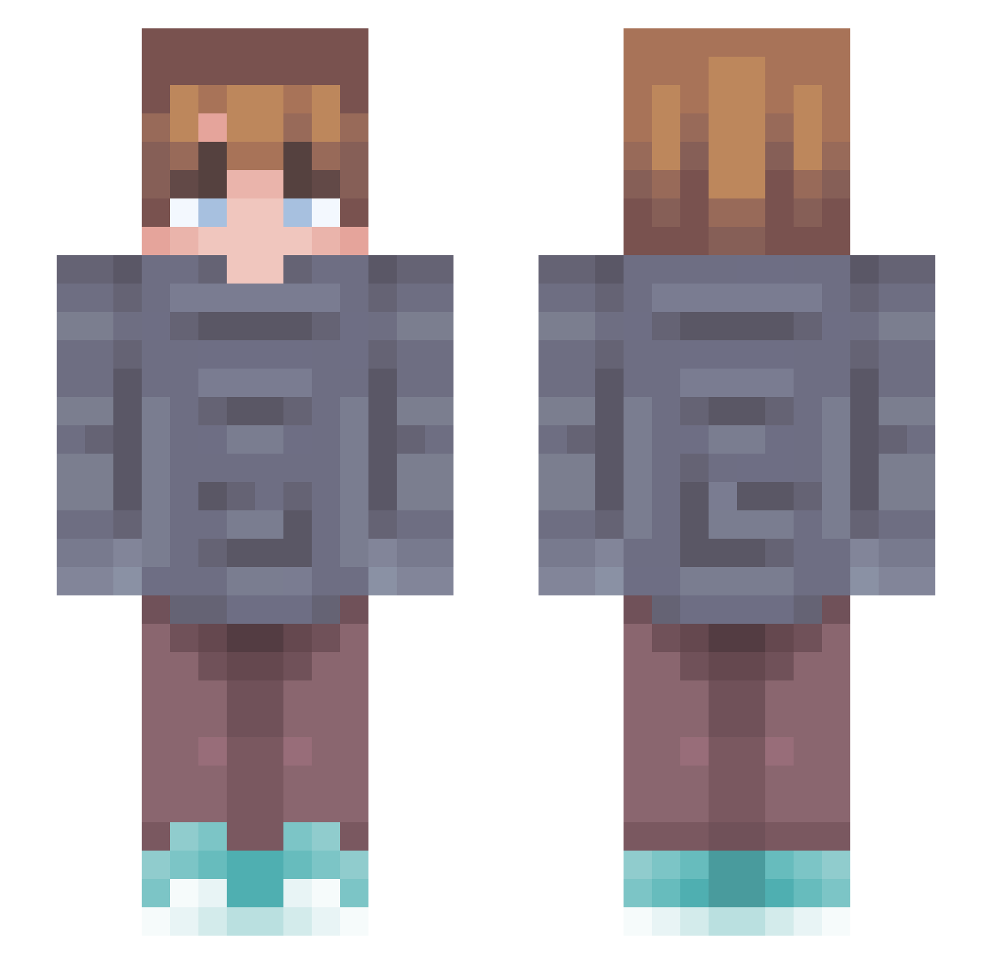 TurkEnderBoy0506 Minecraft skin, front and back view