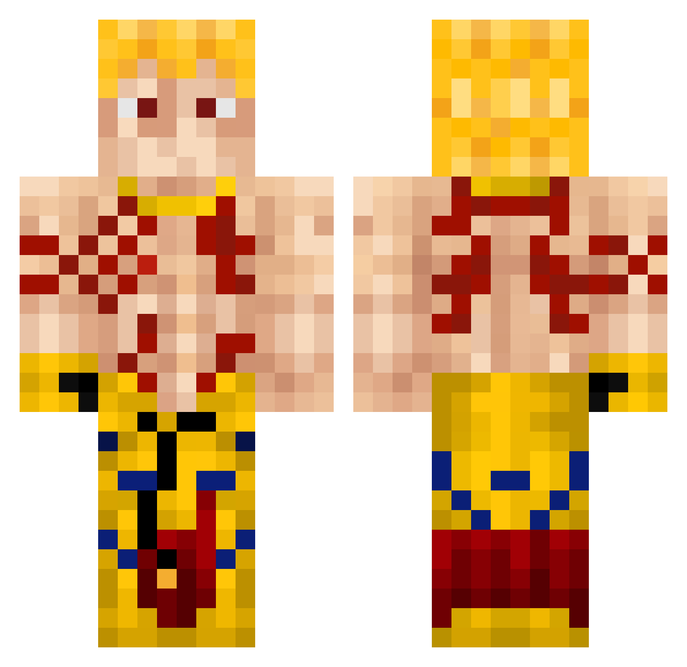 spidereth Minecraft skin, front and back view