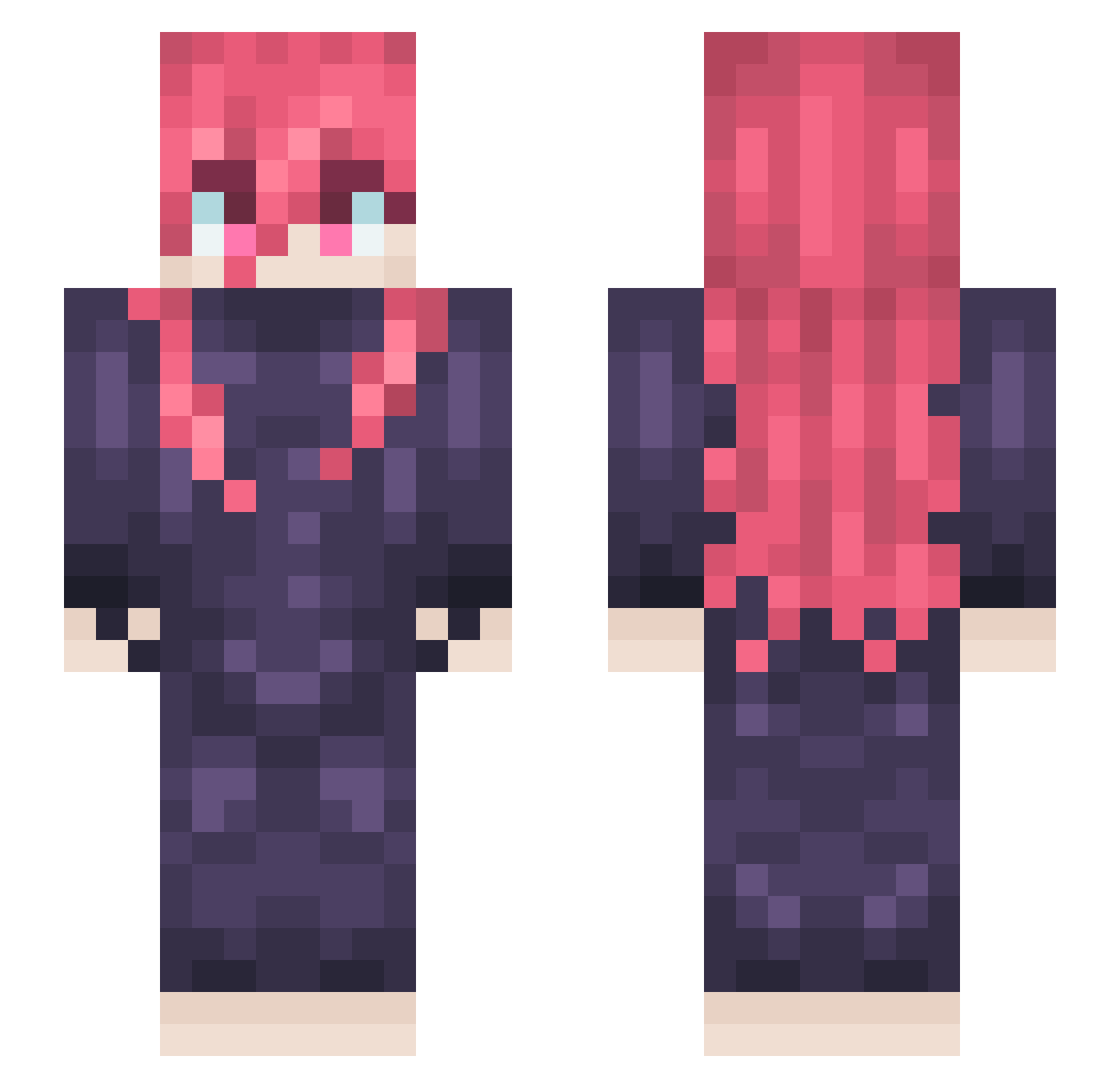 vourci Minecraft skin, front and back view