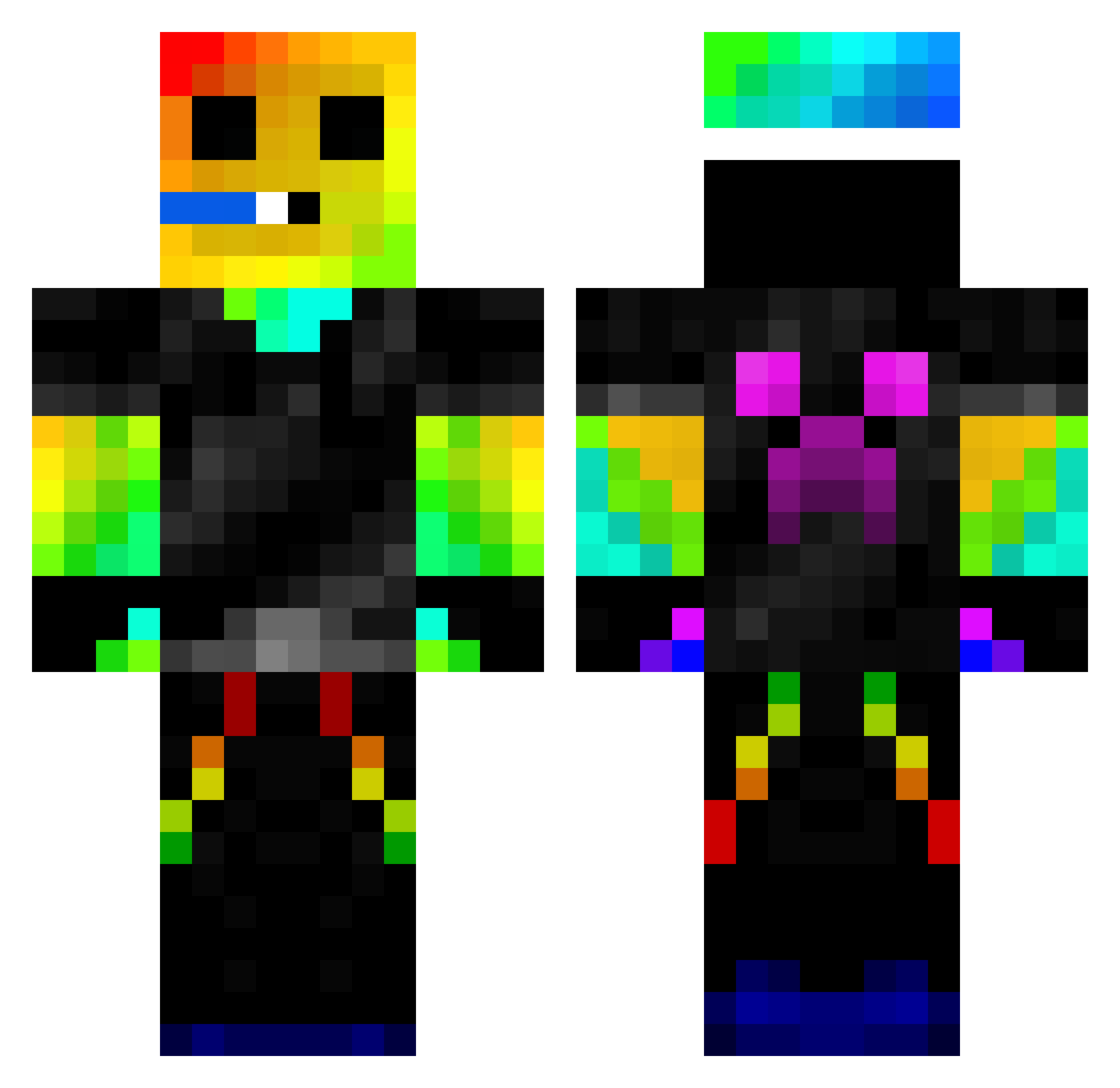 TealTV Minecraft skin, front and back view