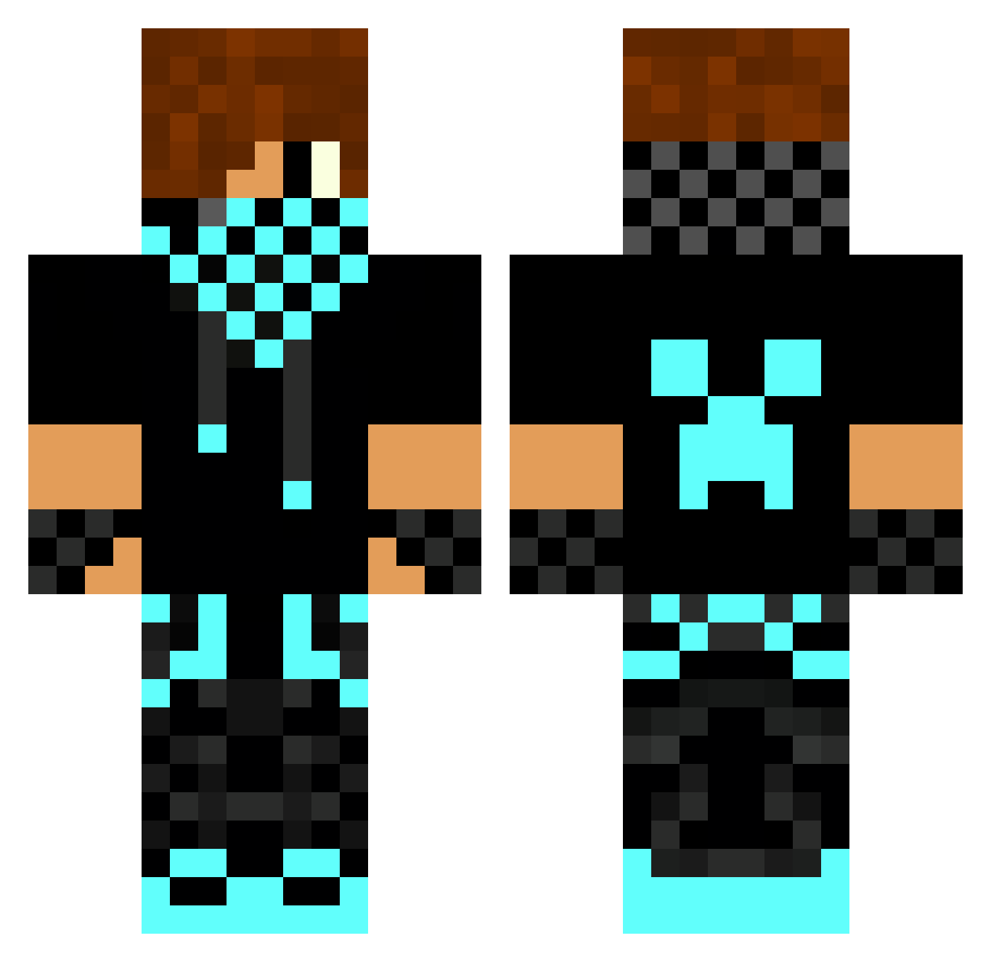 Practices Minecraft skin, front and back view