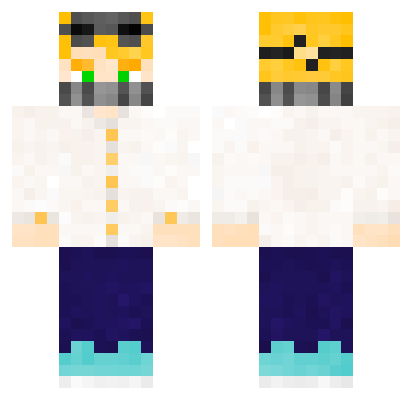 SeniaBros Minecraft skin, front and back view