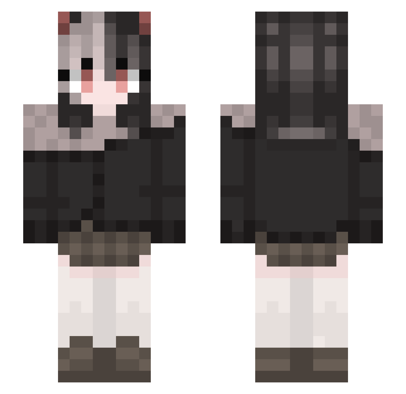 SkyesInHell Minecraft skin, front and back view