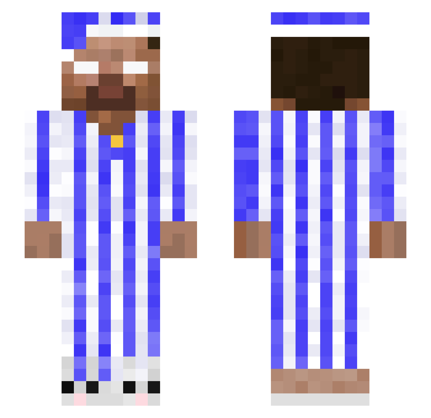 MeIsHarry Minecraft skin, front and back view