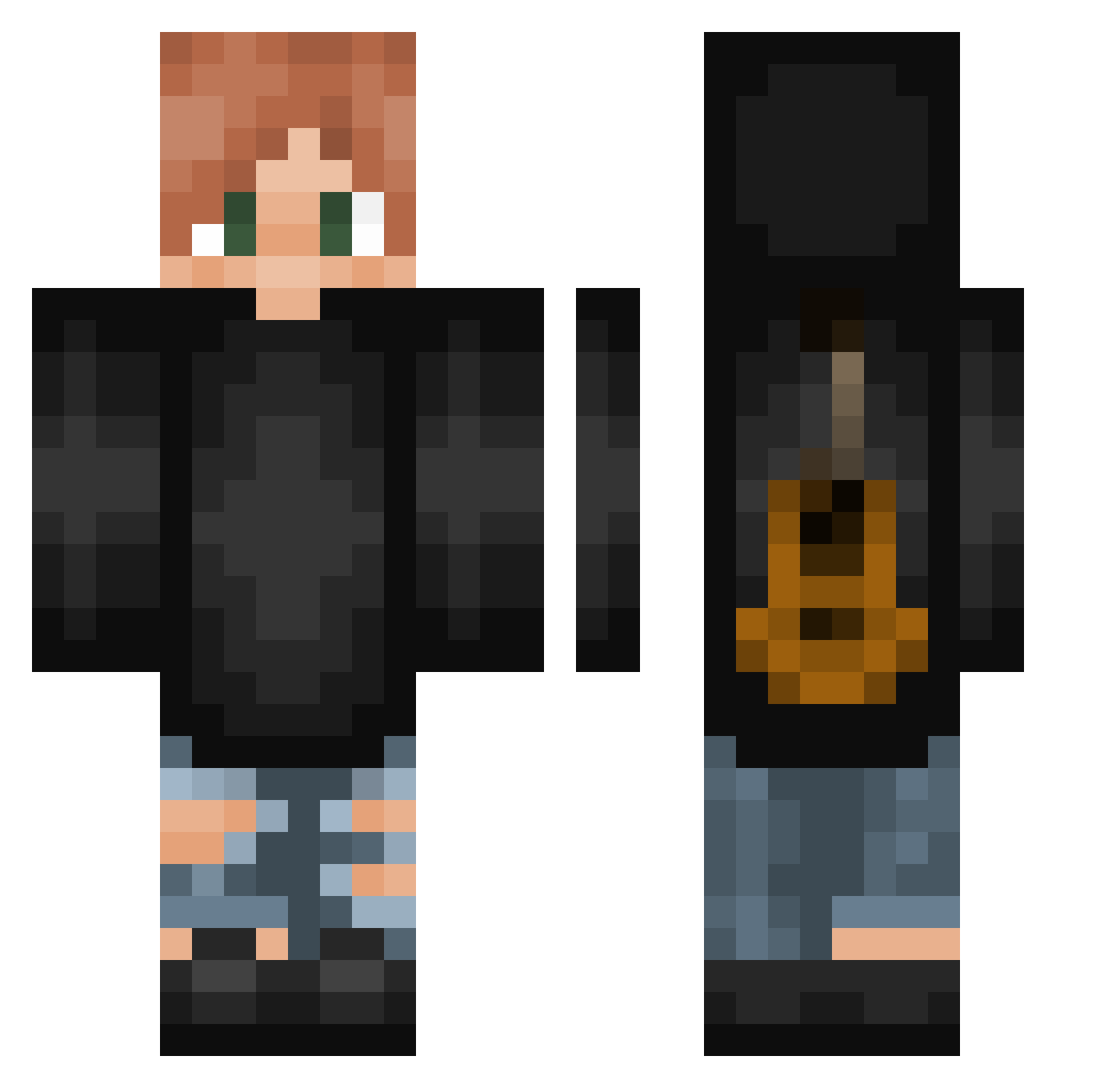 JustMatty Minecraft skin, front and back view