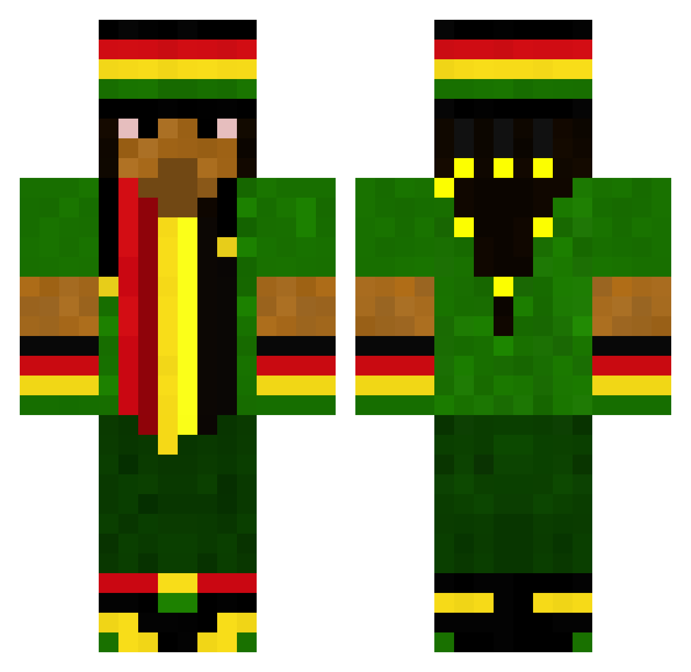 tekumse Minecraft skin, front and back view