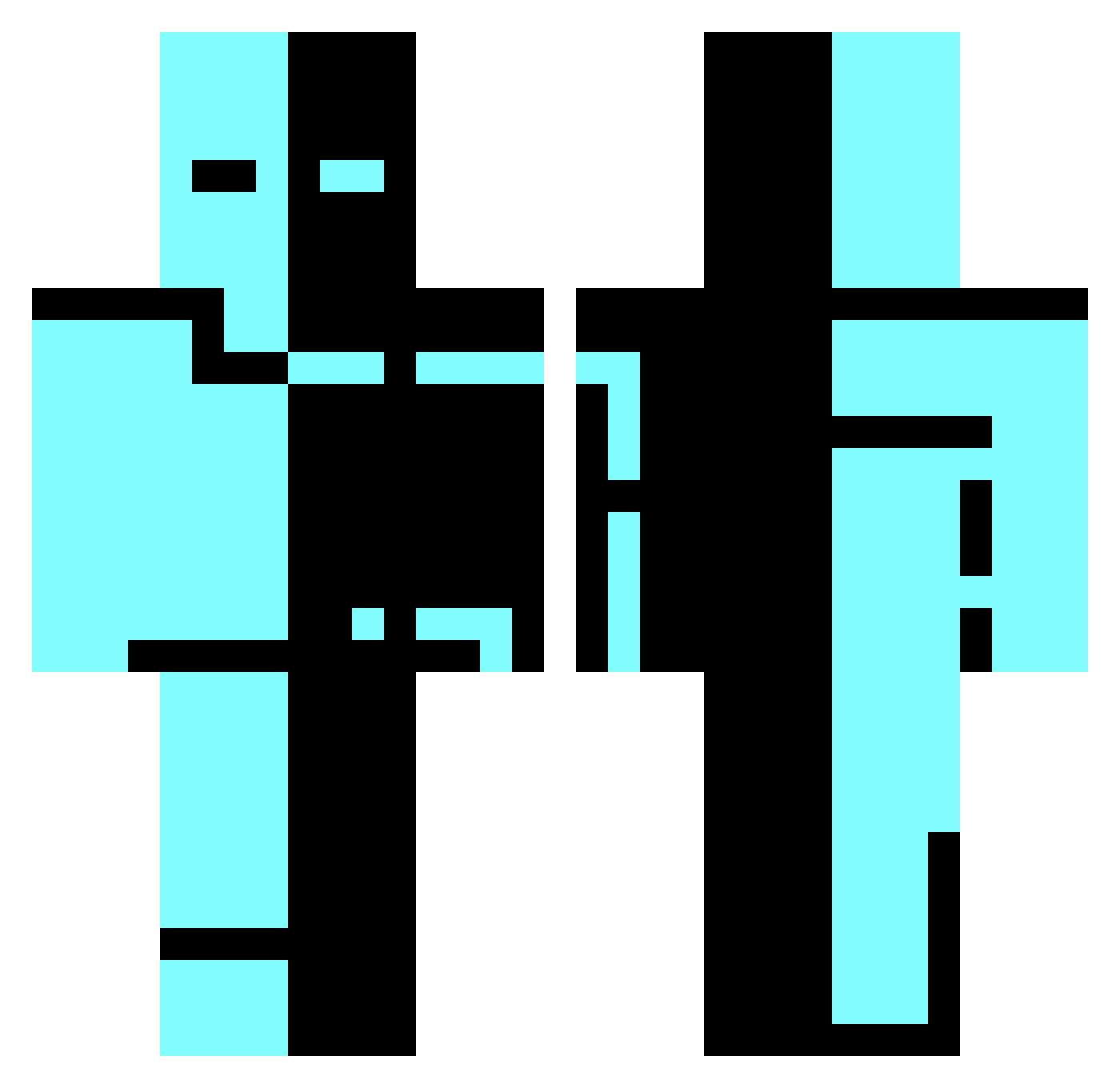 Voidziks Minecraft skin, front and back view