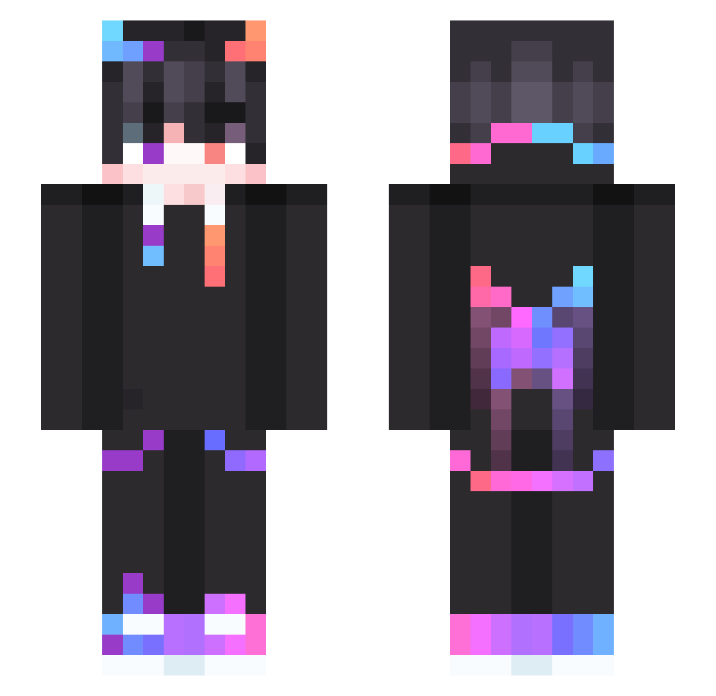 Wang96 Minecraft skin, front and back view