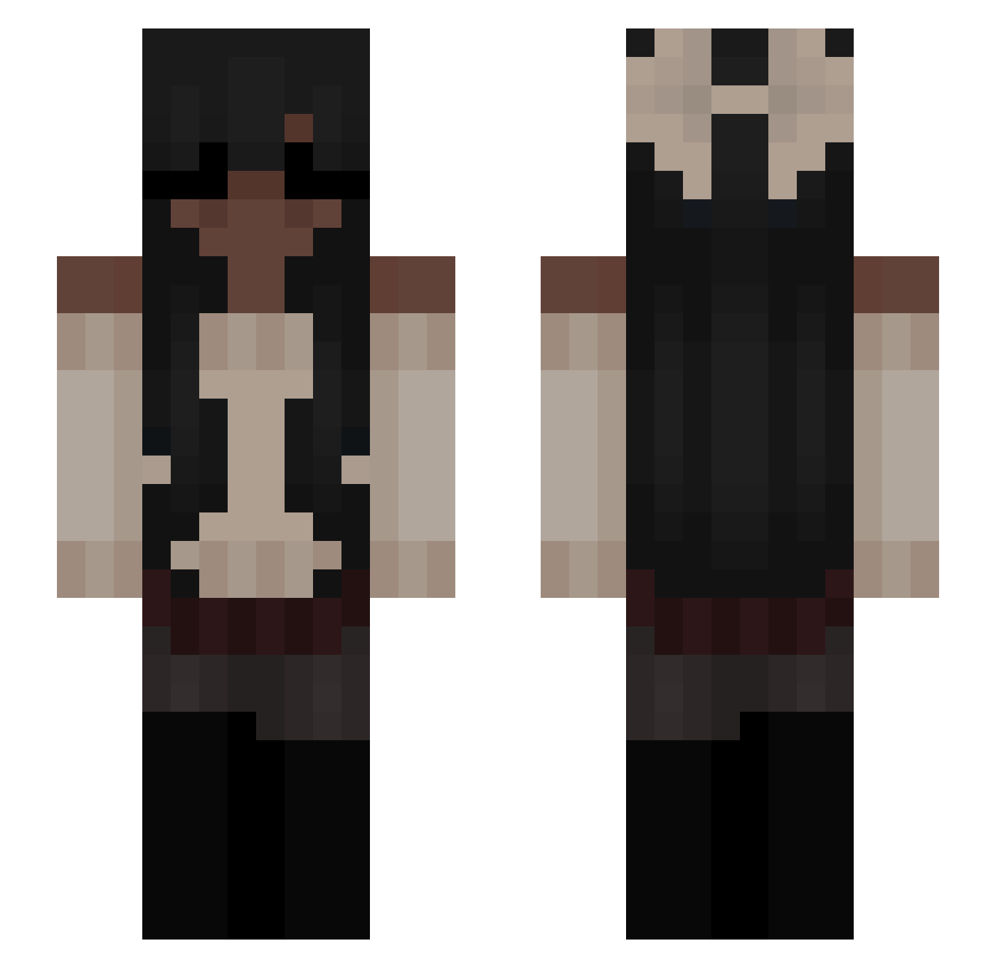 Memyco Minecraft skin, front and back view