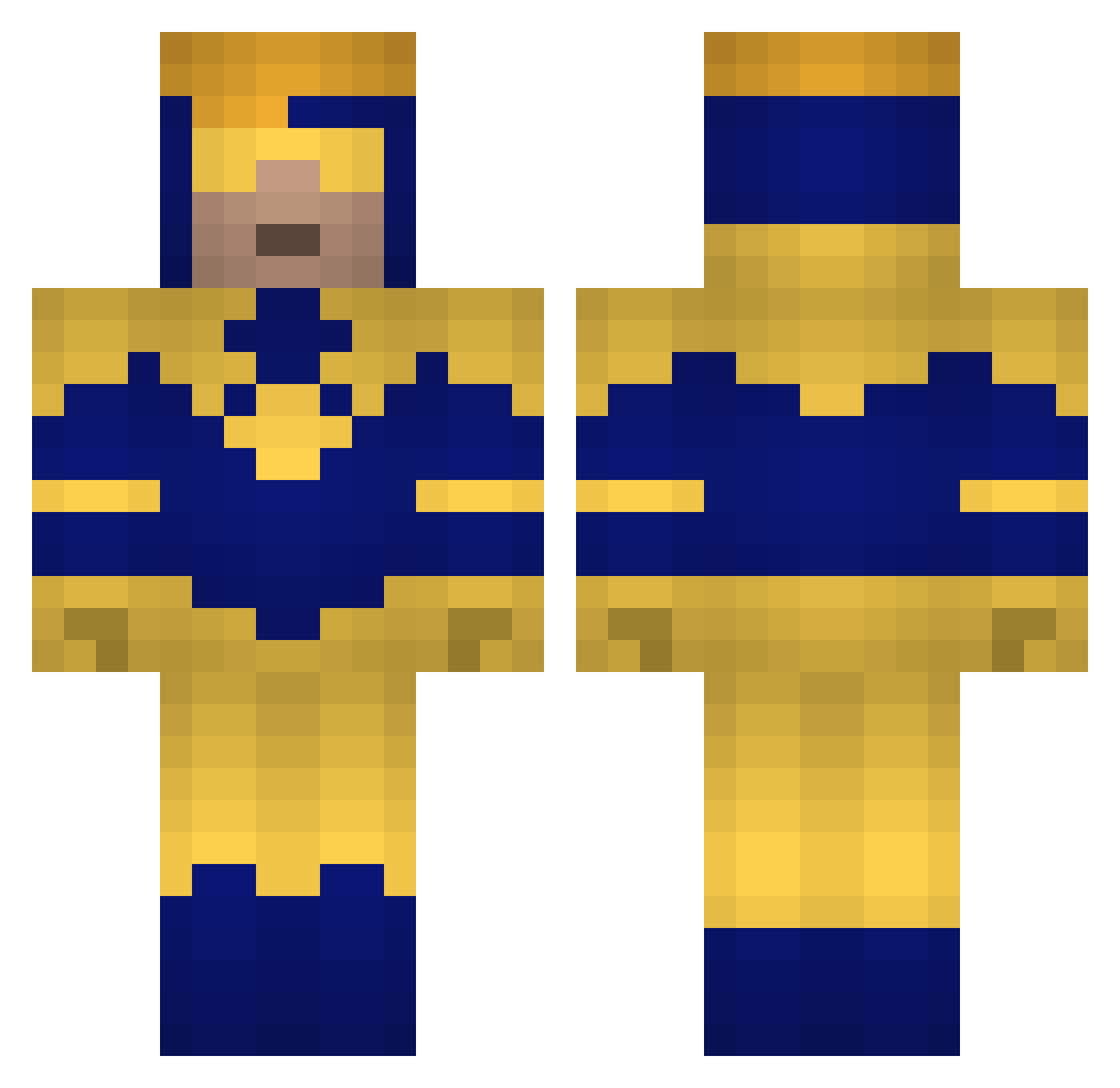 Squidd64 Minecraft skin, front and back view