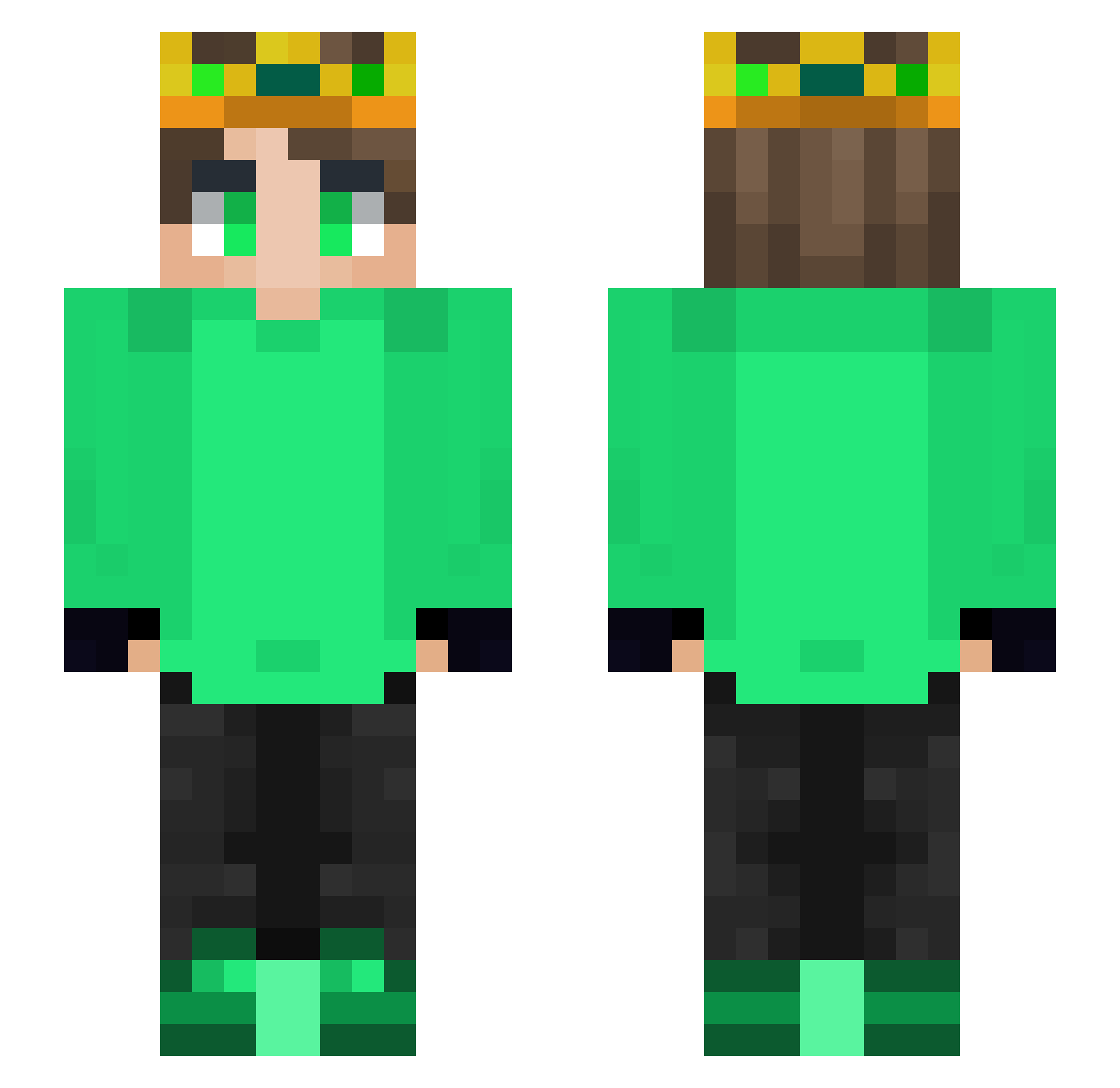 SimSsam Minecraft skin, front and back view