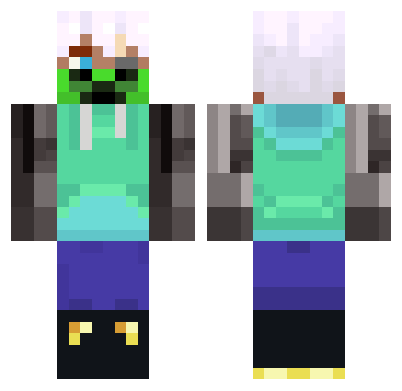 hpyef Minecraft skin, front and back view