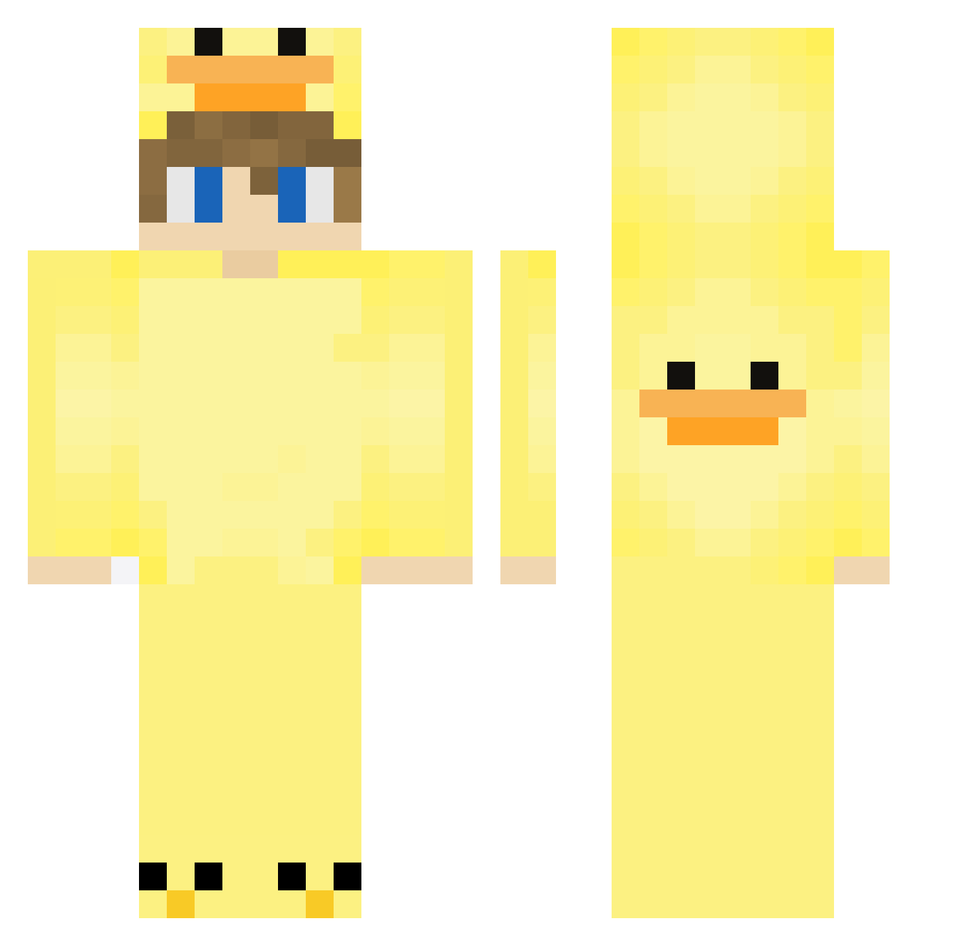 vialled Minecraft skin, front and back view