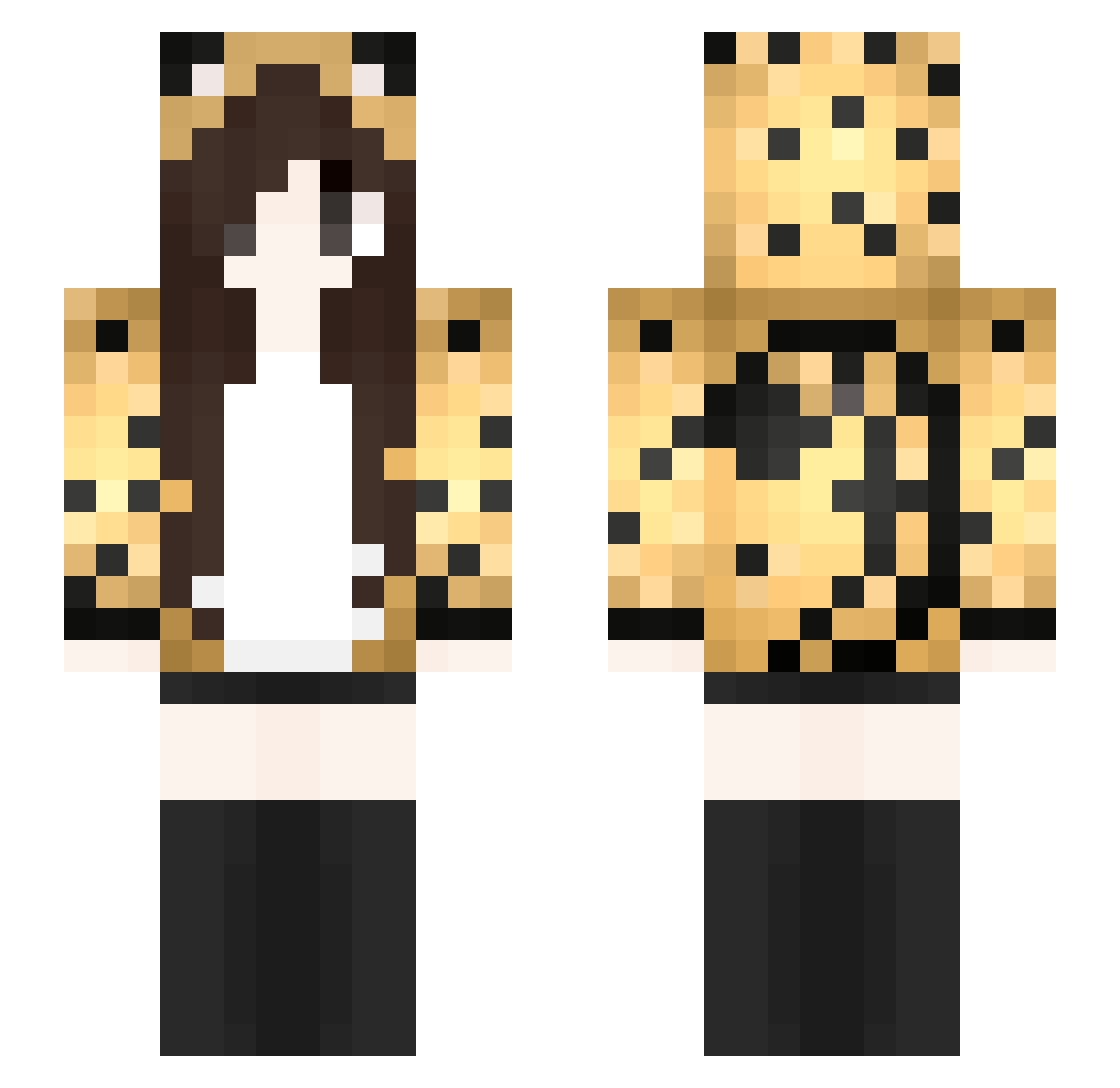 Simping Minecraft skin, front and back view
