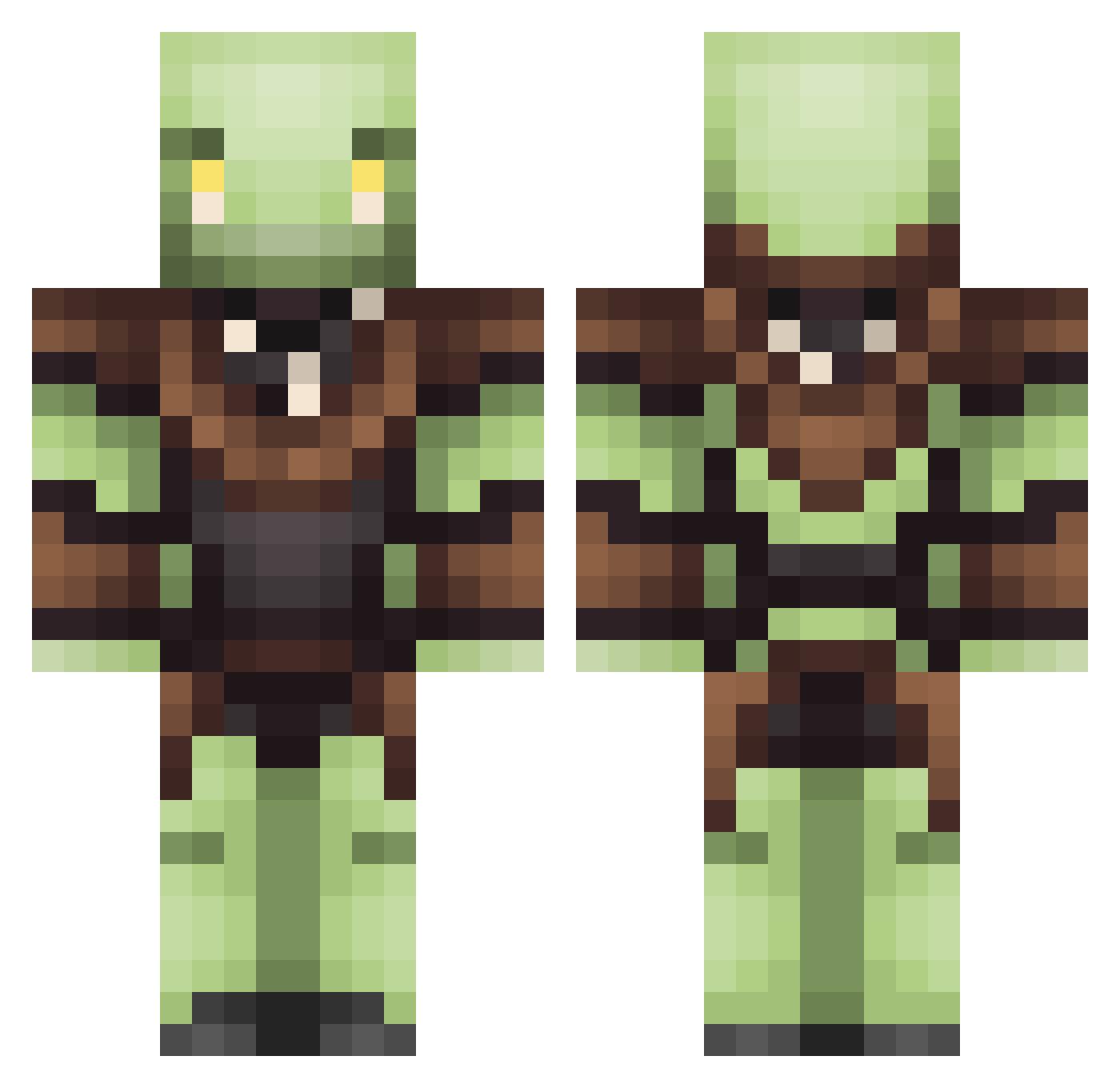 ausgespielt Minecraft skin, front and back view