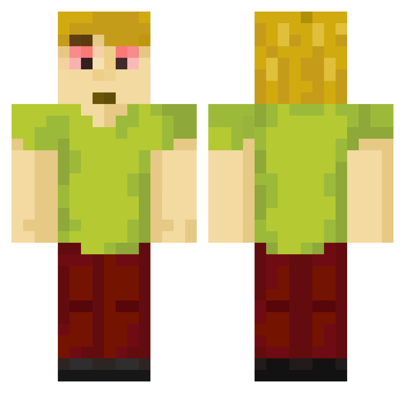 ZSoncek Minecraft skin, front and back view